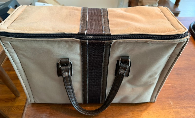Vintage Soft-Sided Pantos Insulated Picnic Cooler Bag Tan Canvas Tote Zip Top