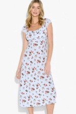 Wild Fable Women's Size Small Floral Flutter Cap/Sleeve Maxi A-Line Dress