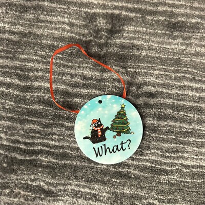Black Cat Christmas Tree Ornament What Spelled Out Christmas Tree Falling Funny