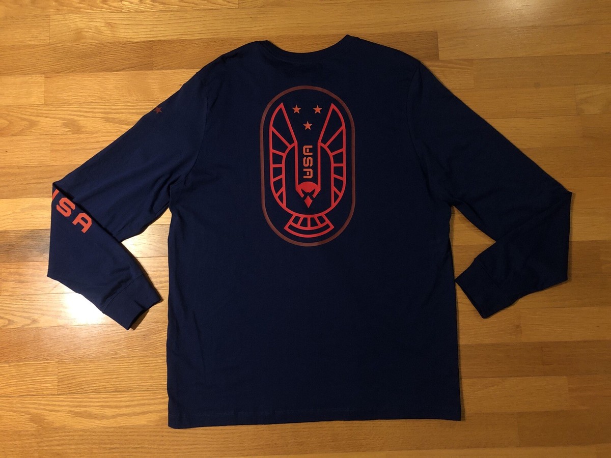 New XL Nike Team USA Basketball Olympics Long Sleeve Blue Shirt