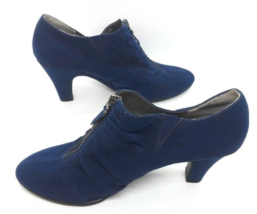 Aerosoles Jalapeno Ruched Granny Booties Shootie 12 M Blue Seude Fabric - Picture 6 of 8