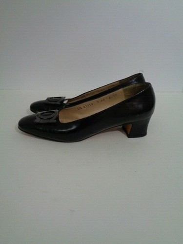 De Colección Salvatore Faerragamo Mujer Tacones Zapatos Negro 7 AA Moda Vestido - Imagen 3 de 8