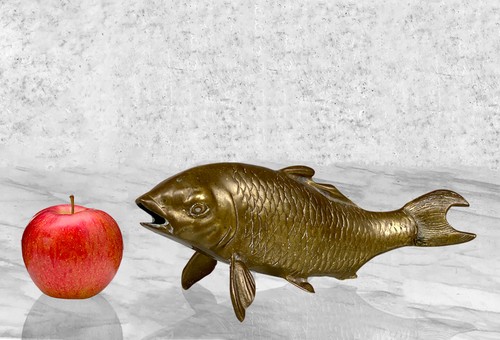 Vintage Chinese Koi Carp Fish Brass Figural Sculpture - Picture 2 of 8