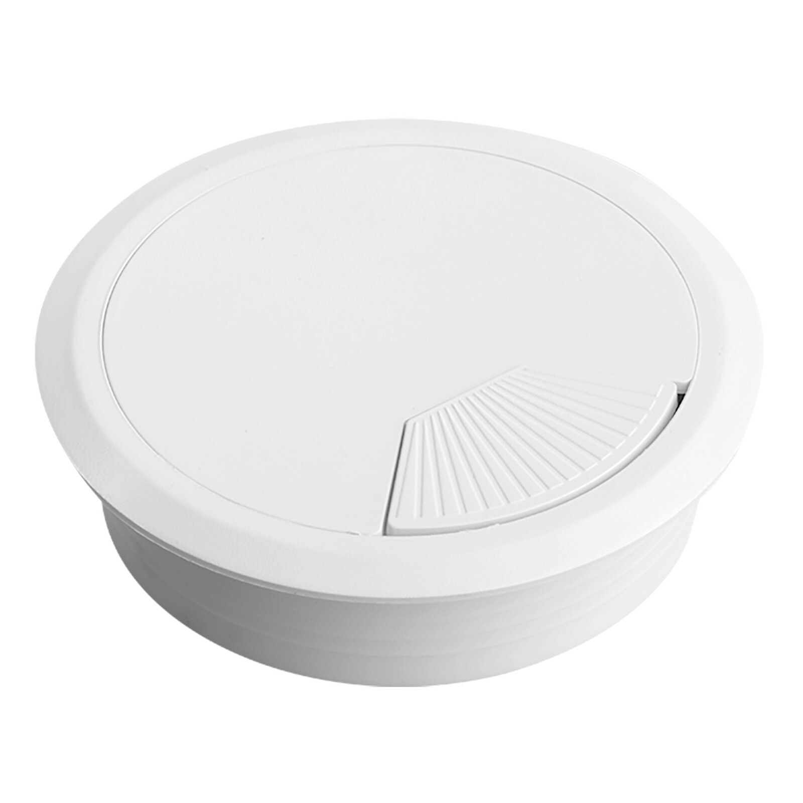 80mm White Plastic Cable Desk Grommets Computer PC Cover Caps Wires Cables