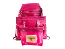 VILLAGE LEATHER 10 Pocket  Pink Top Grain   Leather Carpenter Tool Pouch Bag