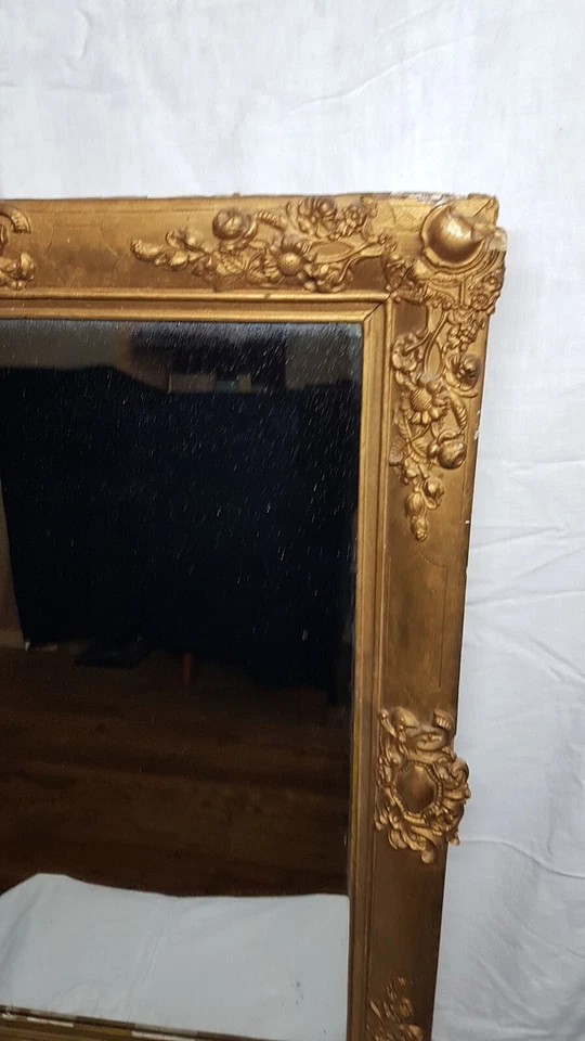 Ancien Grand Miroir rectangulaire Cadre BOIS doré 73x89 cm Style Louis XVI ? - Photo 2/4