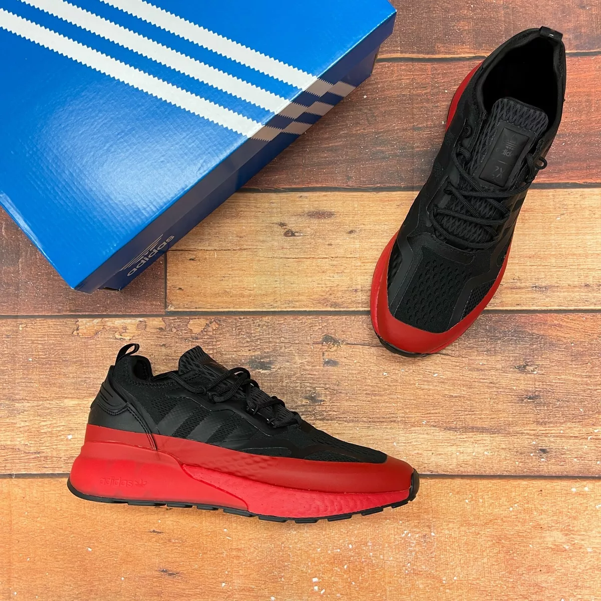 Adidas Men s ZX 2K Boost Black Red Running Shoes H67584