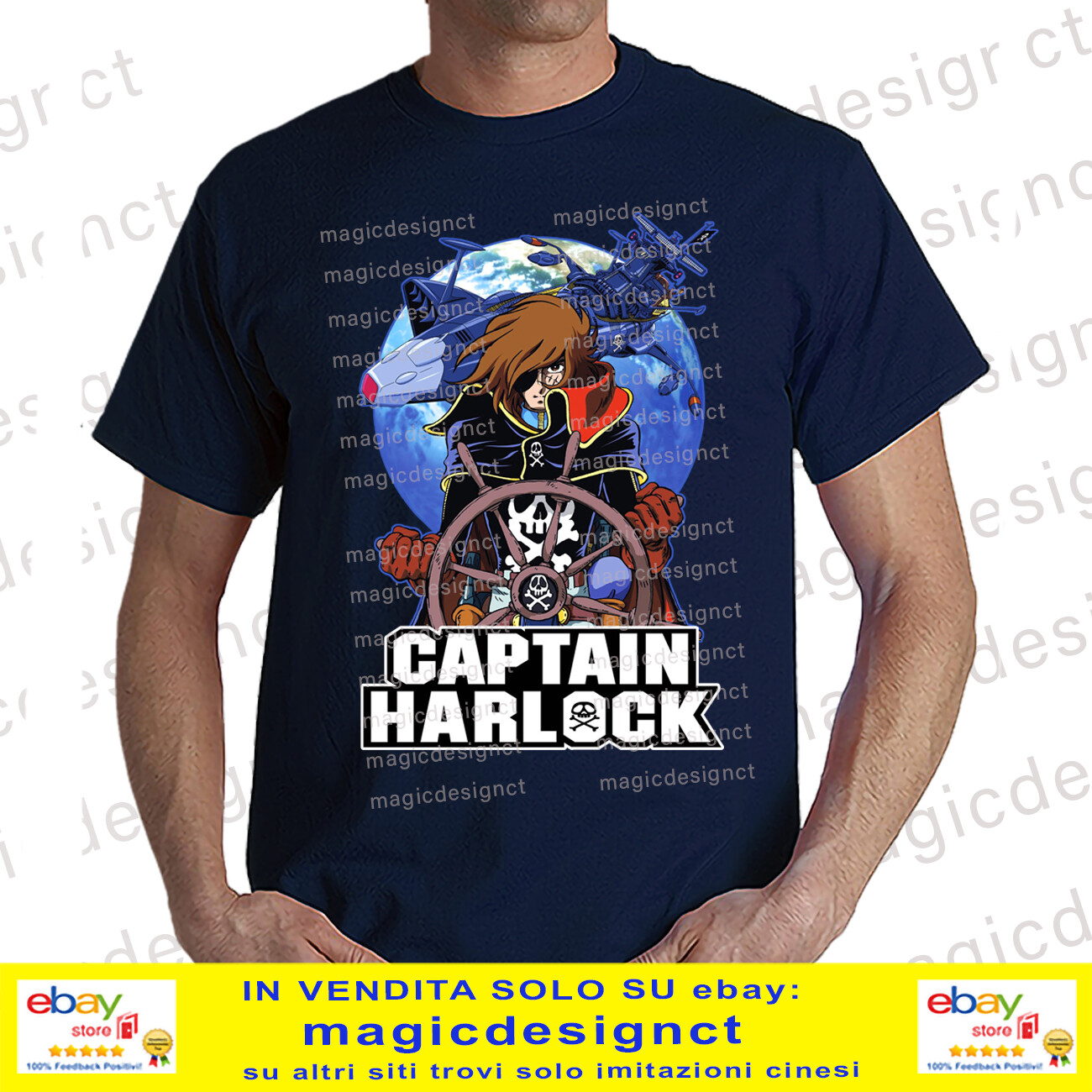 T-SHIRT CAPTAIN HARLOCK pirata astronave arcadia tshirt manga taglie fino a 5XL