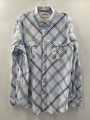 Dagon Apparel Company Men s Snap Front Plaid Shirt Blue White Crabs Size L NWOT