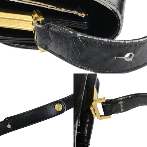 CELINE PARIS Logo Horse Carriage Shoulder Bag Leather Black Gold Italy 67FA291 - Picture 8 of 16