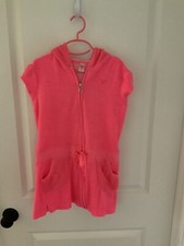 Justice Girls Terry Pink Swim Zip Up Cover Up Size 10