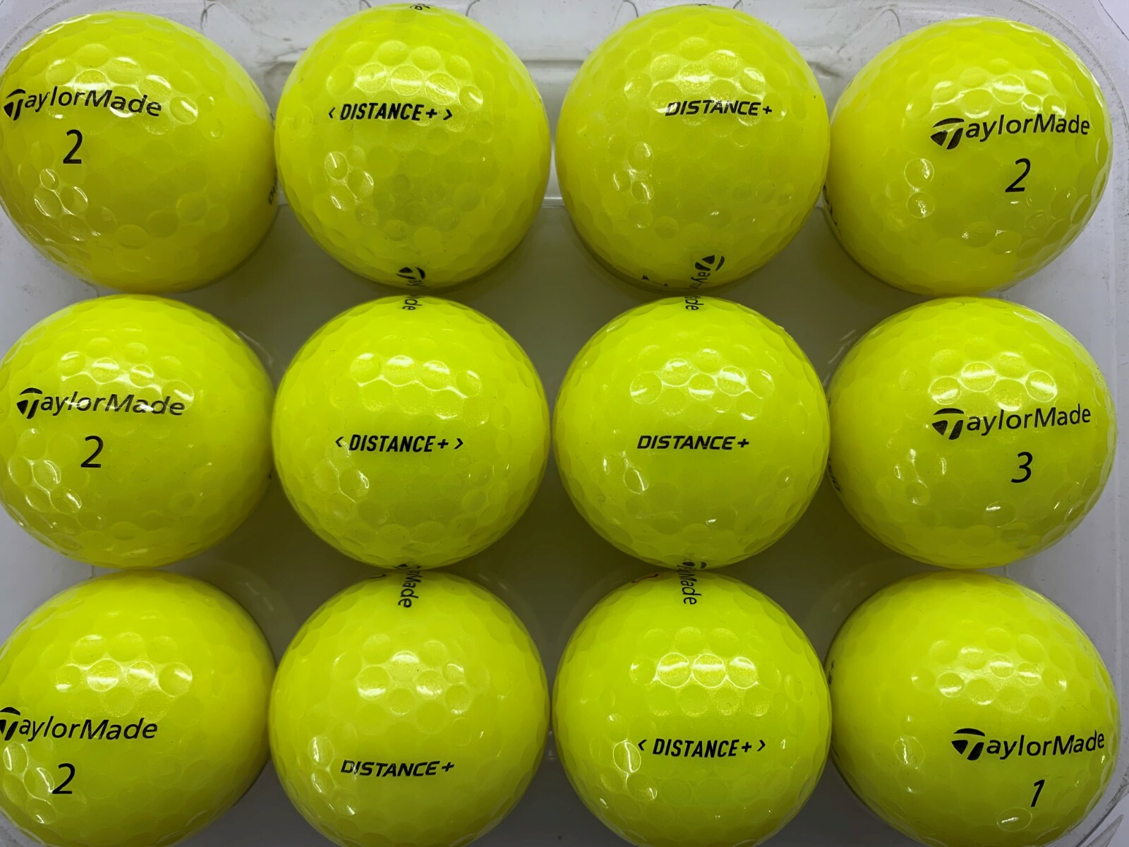 24 TAYLORMADE DISTANCE PLUS YELLOW GOLF BALLS PEARL/ GRADE A LAKE BALLS