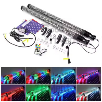 1.8inch Fat Remote ATV UTV 2ft Wide Thick RGB Chaising Color LED Whip Light Flag