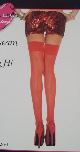 Music Legs Thigh High Stockings Sheer Backseam Black White Red Beige 4102  - Picture 12 of 14