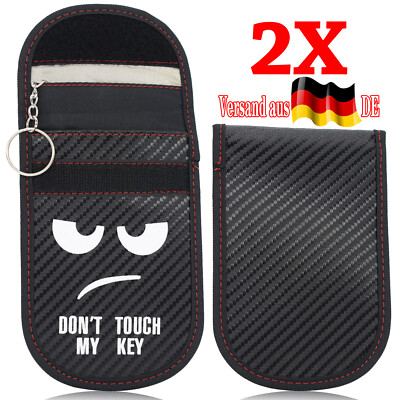 2 X Auto Schlüssel Keyless Go Schutz RFID Funk Blocker Tasche Etui Hülle Carbon