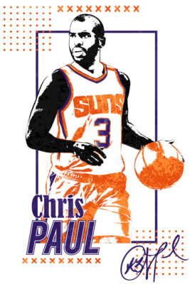 Chris Paul Phoenix Suns Point Guard No 3 NBA Art Wall Room Poster - POSTER 20x30