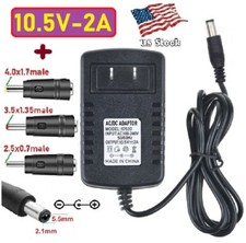 10.5V 2A AC/DC Adapter Power Supply Charger with 5.5x2.1mm 3 DC Power Plug Tips
