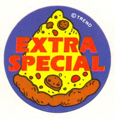 Trend Scratch and Sniff PIZZA Extra Special Stinky Stickers Glossy Vtg 1980's