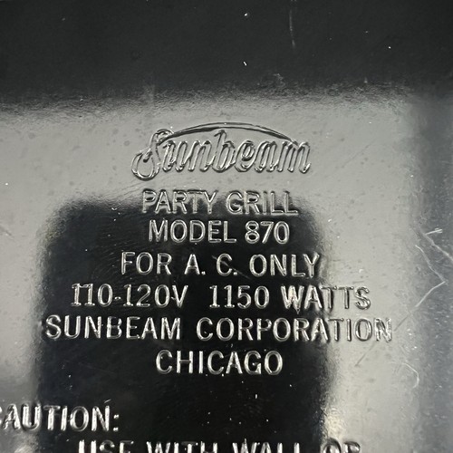 Sunbeam Party Grill Chrome Sandwich Maker Press Model 870 Electric - Picture 11 of 12