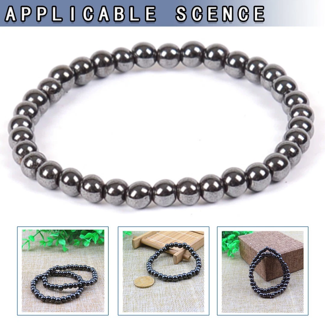 Magnetic 6mm Round Bead Hematite Bracelet Pain Relief Therapy N