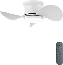 Recessed 24" Ceiling Fan & Light R/Cntrl 3-Blade Reversible DC Noiseless Mo