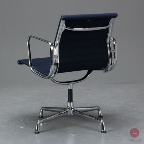 Vitra Aluminium chair EA 108 Besucherstuhl Bürostuhl mit blauem Stoff Bezug TOP - Bild 2 von 14