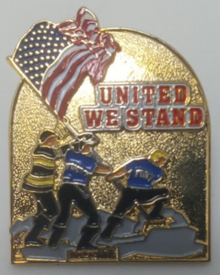 United We Stand FDNY American Flag Ground Zero Pin 1.25''x1''