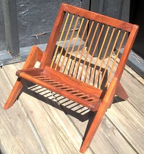 Magazine Rack Book Stand 16" Solid Walnut Wood Handmade 1970s Mid Century Modern