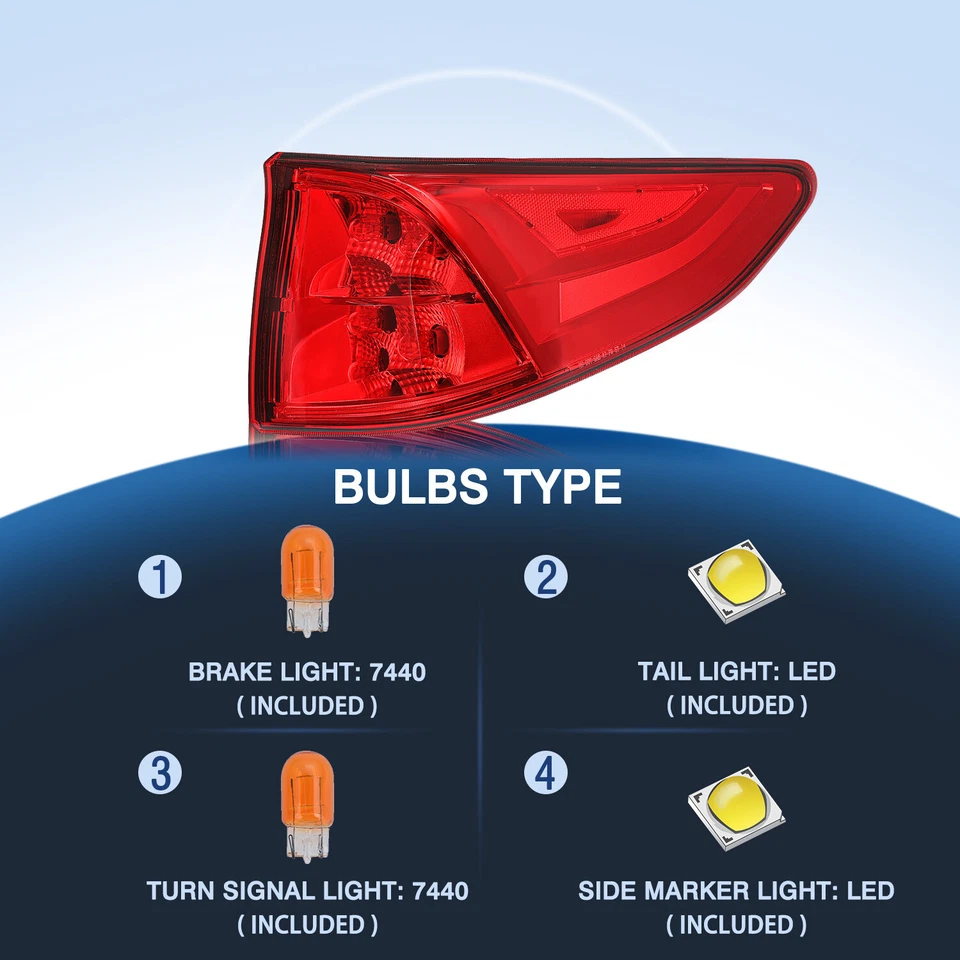 For 2018-2024 Honda Odyssey Right Paasenger Side Outer Tail Light W/Bulbs 18-24 - Image 2 of 4