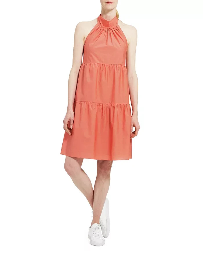 theory tiered halter maxi dress THEORY Sleeveless Tiered Halter Maxi Dress sz L NWT msrp $425