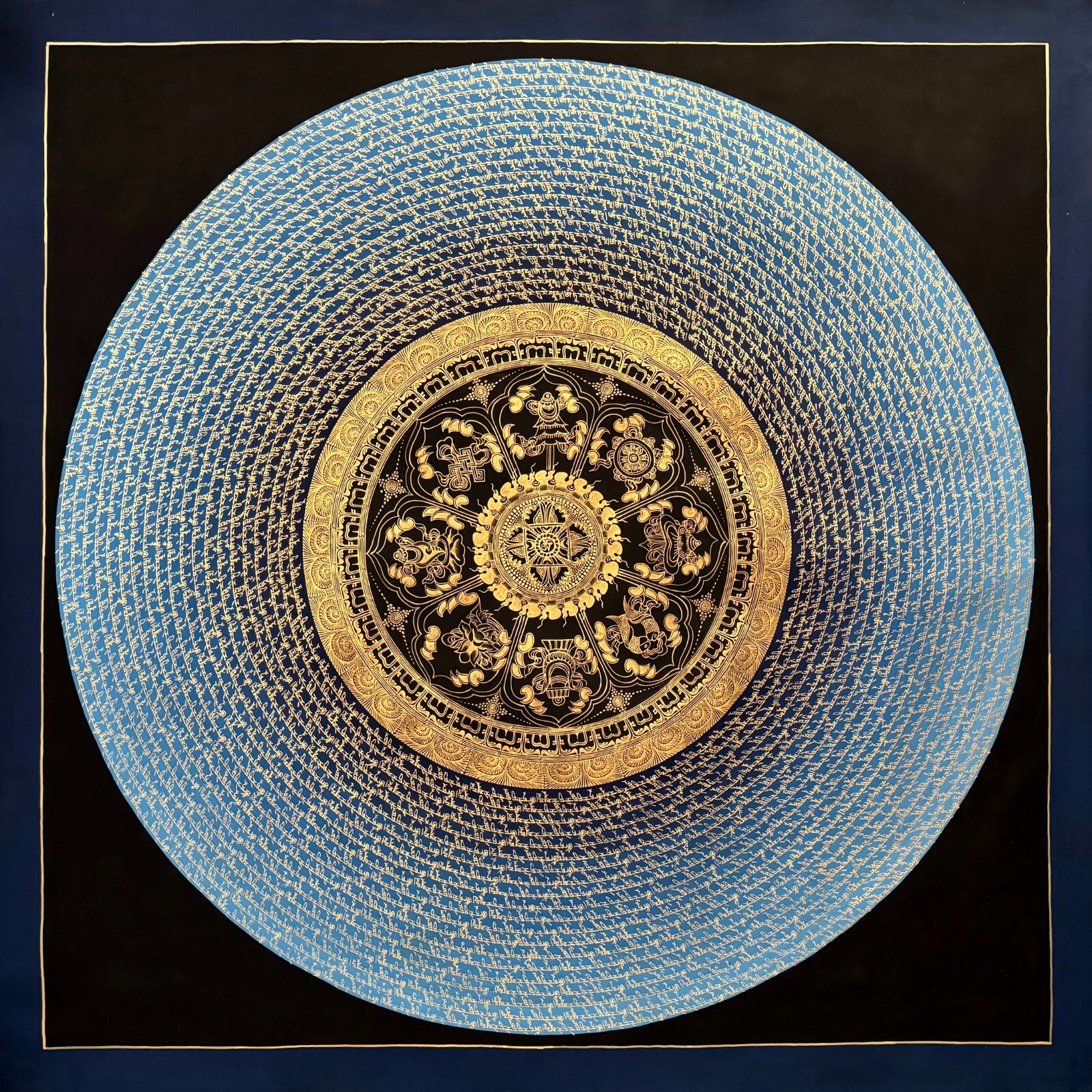 Green Tara Mantra Mandala with Eight Auspicious Symbols