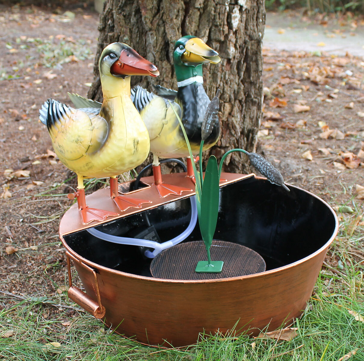 Deko Brunnen Garten Gartenbrunnen Wasserspeier Figur Enten
