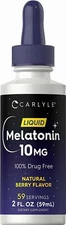 Melatonin 10 Mg Nighttime Sleep Aid Liquid Drops Delicious Berry Flavor, 2 Fl Oz