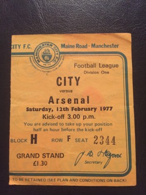 Ticket: Manchester City V Arsenal 12/02/1977 | eBay