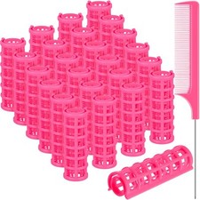24 Pcs Snap Hair Roller Small Plastic Hair Rollers Hair Curlers with Rat Tail...