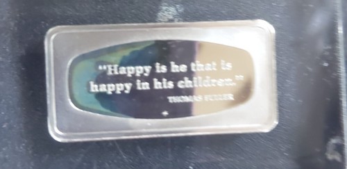 1974 FATHERS DAY 1000 GRAINS STERLING SILVER PROOF BAR IN LUCITE DISPLAY - Picture 5 of 6