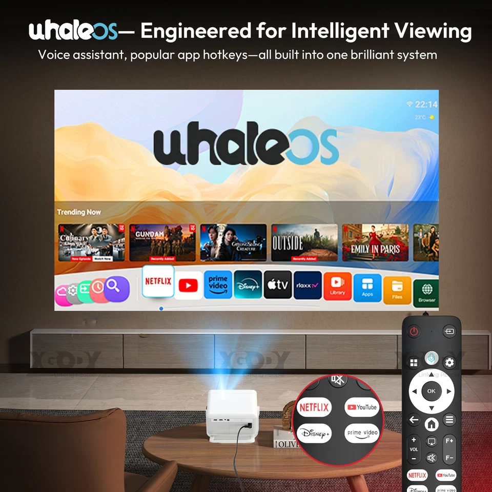 4K FHD Projector Bluetooth 5G WIFI 700ANSI Home Theater Movie Whale Os HDMI USB - Image 4 of 4