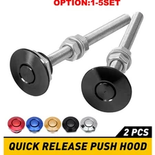 Universal Button Push Quick Hood Release Pin Bonnet Clip Lock Bumper Latch Black