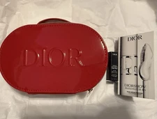 Dior 3pc Set Red Patent Zipped Cosmetic Pouch,  Lip Maximizer, 4D Lash Maximizer