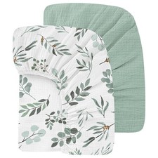 100 Organic Cotton 2 Pack 52x28 Inches Muslin Crib Sheets Fitted Crib Mattre...