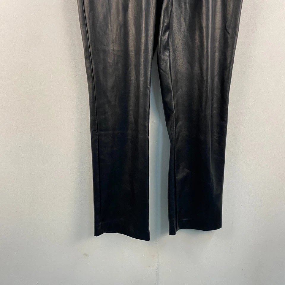 Bar III Womens 10 Pants Straight Faux Leather 30" Inseam Black - Image 3 of 4