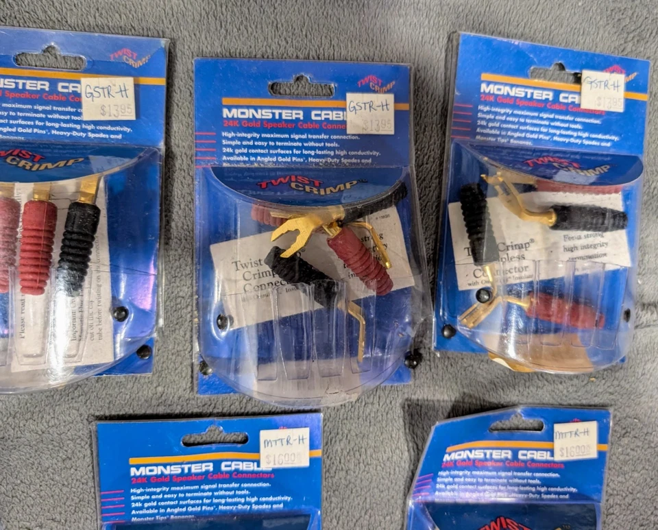 Título: Lote de 7 conectores de altavoz Monster Cable Twist Crimp de colección NOS GSTR-H Foto 2 de 4