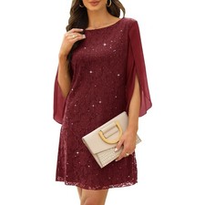 COOAN Wedding Guest Cocktail & Formal Dresses for Women - Lace Sequin Prom