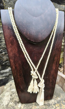 Charleston Art Deco 1920er 30er Flapper 2 Ketten Naturschmuck Rosen geschnitzt