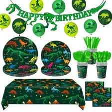 166 PCS Dinosaur Decorations, Dinosaur Party Supplies Includes Plates, Cups, ...