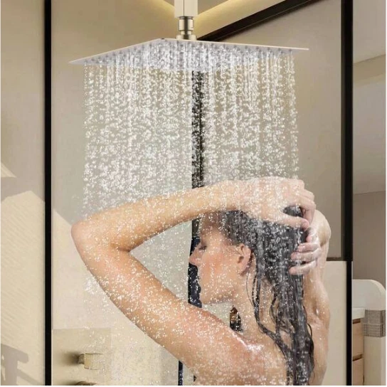 Fapully 3-Spray Tub & Shower Faucet Single Handle 12" Ceiling Mount Brushed Gold - Image 4 of 4