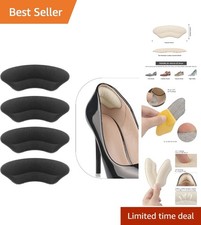 4 Pairs Black Heel Grips Cushions - Comfort Inserts to Prevent Blisters