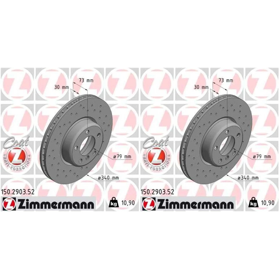 2x ZIMMERMANN Disques De Frein Sport 340mm Percés Avant Pour BMW Série 1 2 3 4 - Photo 1/2