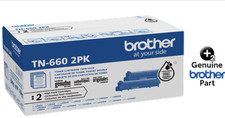 Cartucho de tóner negro genuino de alto rendimiento Brother TN660 - Paquete de 2 MRSP $150 OEM