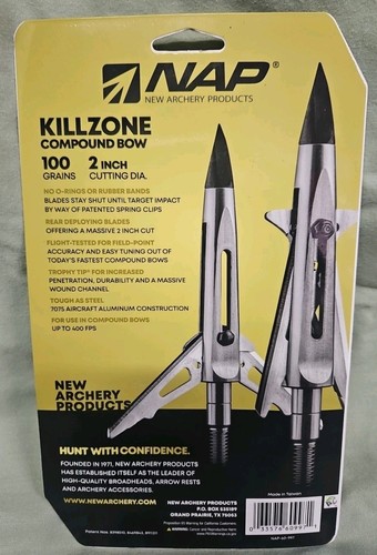 Archery Products NAP Killzone Compound Bow Mechanical Broadheads 100gr. Unopened - Picture 2 of 3